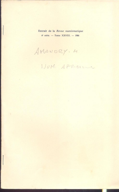 AMANDRY M. - Notes de numismatique africaine. Paris, 1986. pp. 72- 82, tavv. 2.r...