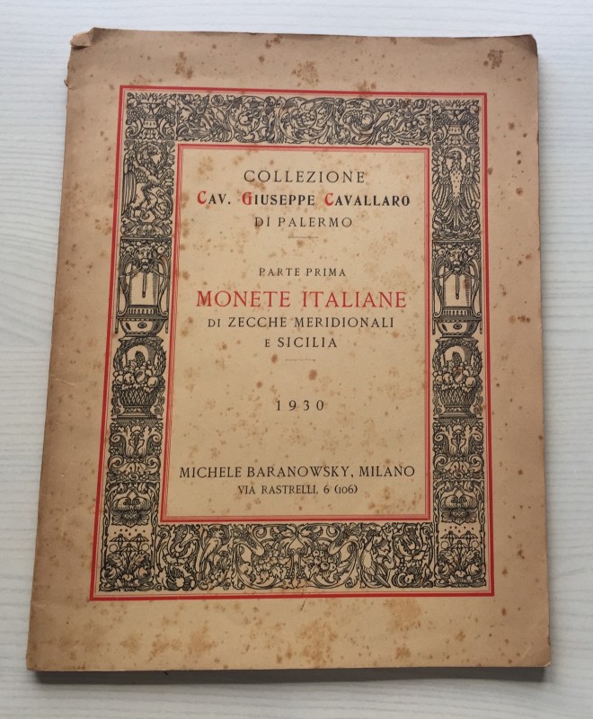 Baranowsky M. Collezione Cav. Giuseppe Cavallaro di Palermo. Parte Prima Monete ...