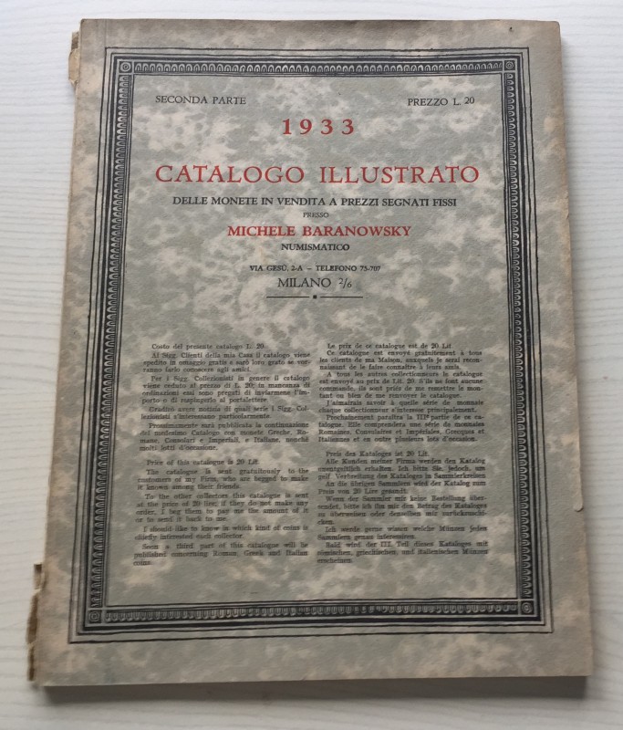 Baranowsky M. Catalogo illustrato delle monete in vendita a prezzi fissi. Milano...