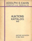 CAHN ADOLPH – Frankfurt a. M. 9-5-1930. versteigerung katalog n. 66 I teil sammlung antiker munzen. Griechen, romer,byzantiner und barbarenmunzen, nac...