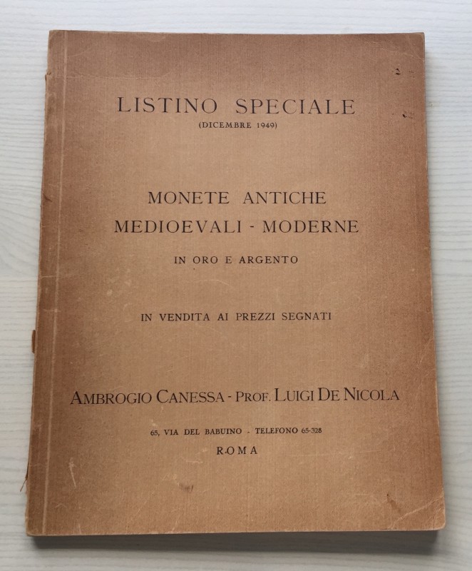Canessa A. De Nicola L. Listino Speciale. Monete Antiche Medioevali, Moderne in ...