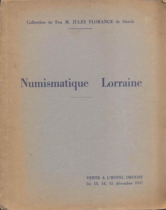 CIANI M.L. – Paris 13/15- December- 1937. Collection de feu M. Jules Florange de...