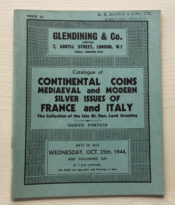 Glendining & Co. Catalogue of Continental Coins, Mediaeval and Modern Silver iss...