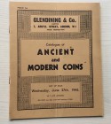 Glendining & Co. Catalogue of English Coins. The property of a Lady. London 27 June 1945. Brossura ed. pp. 14 lotti 178. Buono stato.