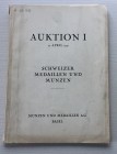Munzen und Medaillen Auktion I. Schweizer Medaillen und Munzen, aus zwei Zurcherischen Sammlungen und anderem Schweizer Besitz. 27 April 1942. Brossur...