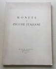 Ratto M. Monete di Zecche Italiane. Milano 01-02-03 Aprile 1965. Brossura ed. lotti 855, tavv. 34 in b/n. Con lista prezzi di valutazione. Buono stato...