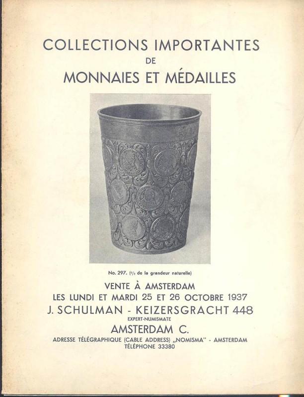 SCHULMAN J.- Amsterdam 25/26-10-1937. Collection importantes de monnaies et meda...