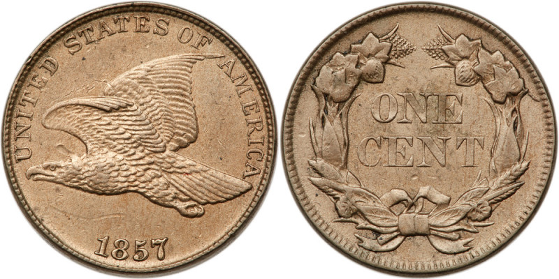 1857 Flying Eagle Cent. AU50

1857 Recut Date. AU-50. Well struck. Estimated V...