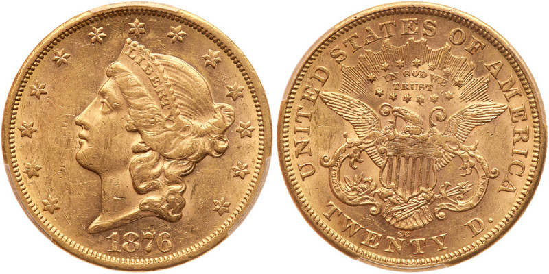 1876-CC $20 Liberty. PCGS AU58

1876-CC. PCGS graded AU-58. A bright golden be...