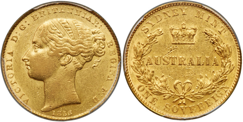 Australia. Sovereign, 1856 (Syndey). PCGS AU55

Australia. Sovereign, 1856 (Sy...