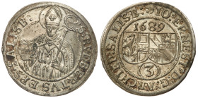 Austria: Salzburg. 3 Kruzer, 1689. UNC