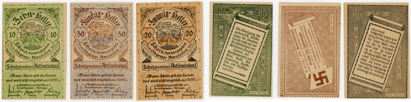 Austria. 3-piece lot of Antisemetic Notgeld, c.1920.

Austria. 3-piece lot of ...