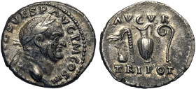 Vespasiano (69-79), Denario, Roma, Sear-2282 Ag 18,5 mm 3,28 g , patina di monetiere q.SPL