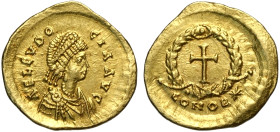 Eudocia moglie di Teodosio II (402-450), Tremisse (423-430), Costantinopoli, Rara Au 15 mm 1,50 g , Sear-21245, SPL