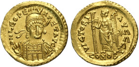 Leone I (457-474), Solido, Costantinopoli, Au 21 mm 4,47 g , Sear-21404, fondi lucenti, SPL+
