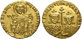 Basilio I (867-886), Solido, Costantinopoli, Au 20 mm 4,34 g , Sear-1704, graffietti altrimenti q.SPL
