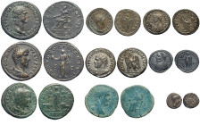 Lotto di 9 monete: Augusto Quinario; Traiano Sesterzio (restauri); Lucio Vero Sesterzio (riproduzione); Clodio Albino Sesterzio; Filippo I Tetradracma...