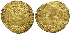 Firenze, Cosimo I dè Medici (1537-1574), Scudo d'oro del Sole, Rara MIR-115 Au 25 mm 3,08 g , leggera tosatura altrimenti BB-SPL