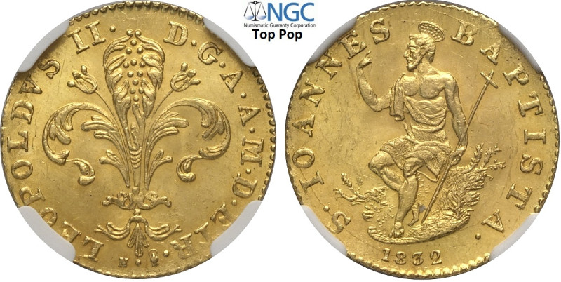 Firenze, Leopoldo II di Lorena (1824-1859), Zecchino o Fiorino d'oro 1832, Au 22...