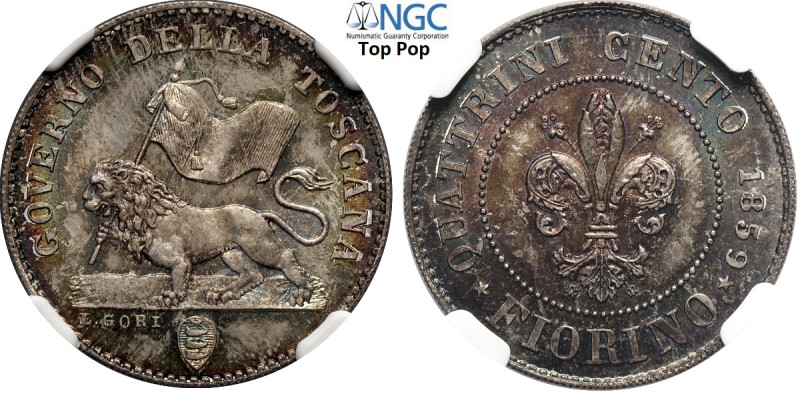 Firenze, Governo Provvisorio di Toscana (1859-1860), Fiorino 1859, Ag 24 mm , di...