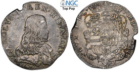 Milano, Carlo II Re di Spagna (1676-1700), Filippo 1676, Dav-4005 Ag 43 mm 27,84 g , di qualità inusuale per questa emissione, in Slab NGC MS63 Top Po...