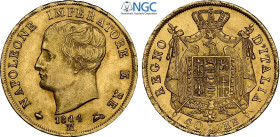 Milano, Napoleone I Re d'Italia (1805-1814), 40 Lire 1814, Au 26 mm , in Slab NGC AU58