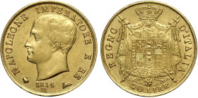 Milano, Napoleone I Re d'Italia (1805-1814), 40 Lire 1814, Au 26 mm , ex asta Varesi-78 lotto-263 classificata "fondi brillanti q.SPL-SPL"