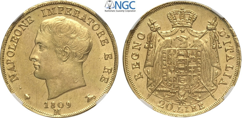Milano, Napoleone I Re d'Italia (1805-1814), 20 Lire 1809, Au 21 mm , alta conse...