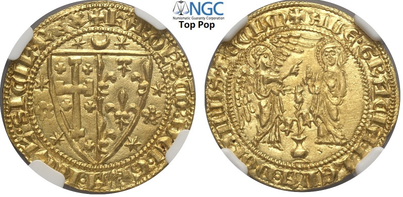 Napoli, Carlo II d'Angiò (1285-1309), Saluto d'oro, RR MIR-22 Au 22 mm 4,39 g, d...