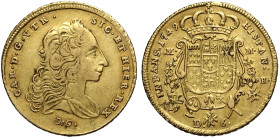 Napoli, Carlo di Borbone (1734-1759), Oncia napoletana da 6 Ducati 1749, Au 27,5 mm 8,78 g , buon BB