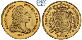 Napoli, Carlo di Borbone (1734-1759), Oncia napoletana da 6 Ducati 1753/2, data ribattuta Gig-5b RR Au 27,5 mm , di ottima qualità (SPL+) il grado NGC...