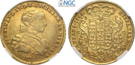 Napoli, Ferdinando IV di Borbone (1759-1816), Oncia napoletana da 6 Ducati 1765-DeG, Au 26,5 mm 8,80 g , in Slab NGC MS62