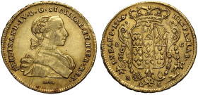 Napoli, Ferdinando IV di Borbone (1759-1816), Oncia napoletana da 6 Ducati 1766, Au 26,5 mm 8,79 g , SPL