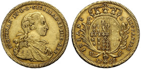 Napoli, Ferdinando IV di Borbone (1759-1816), Oncia napoletana da 6 Ducati 1768, Gig-27 RR Au 27 mm 8,75 g , rara tipologia, BB+