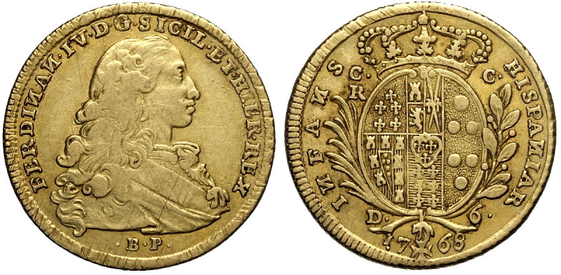 Napoli, Ferdinando IV di Borbone (1759-1816), Oncia napoletana da 6 Ducati 1768 ...