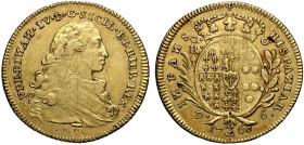 Napoli, Ferdinando IV di Borbone (1759-1816), Oncia napoletana da 6 Ducati 1769, Gig-16 Au 26,5 mm 8,80 g , BB+