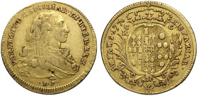 Napoli, Ferdinando IV di Borbone (1759-1816), Oncia napoletana da 6 Ducati 1770, Au 27,5 mm 8,76 g , BB+
