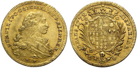 Napoli, Ferdinando IV di Borbone (1759-1816), Oncia napoletana da 6 Ducati 1772, Au 27,5 mm 8,82 g , BB-SPL