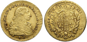 Napoli, Ferdinando IV di Borbone (1759-1816), Oncia napoletana da 6 Ducati 1772, Au 27,5 mm 8,80 g , BB+