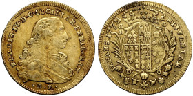 Napoli, Ferdinando IV di Borbone (1759-1816), Oncia napoletana da 6 Ducati 1772, Au 27,5 mm 8,81 g , BB