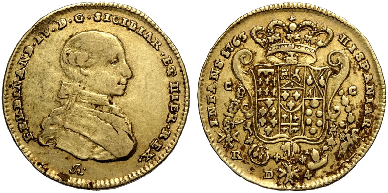 Napoli, Ferdinando IV di Borbone (1759-1816), Doppia napoletana da 4 Ducati 1763...