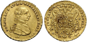 Napoli, Ferdinando IV di Borbone (1759-1816), Doppia napoletana da 4 Ducati 1767, Rara Au 24,8 mm 5,89 g , bella qualità per il nominale, q.SPL