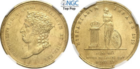 Napoli, Ferdinando I di Borbone (1816-1825), Quintupla da 15 Ducati 1818, Au 29,5 mm 18,93 g , in Slab NGC MS63 Top Pop! (cert. 6641866005)