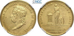 Napoli, Ferdinando I di Borbone (1816-1825), Quintupla da 15 Ducati 1818, Au 29,5 mm 18,93 g , in Slab NGC MS62