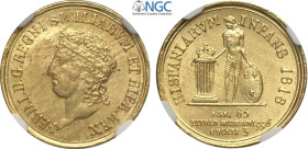 Napoli, Ferdinando I di Borbone (1816-1825), Oncetta da 3 Ducati 1818, Au 18 mm , in Slab NGC MS63