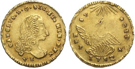 Palermo, Carlo di Borbone (1734-1759), Oncia d'oro 1752-VB, Gig-26 Au 22 mm 4,41 g , q.SPL