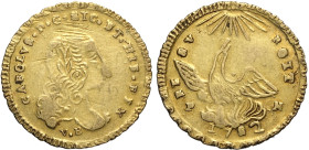 Palermo, Carlo di Borbone (1734-1759), Oncia d'oro 1752-VB, Gig-26 Au 22 mm 4,41 g , BB