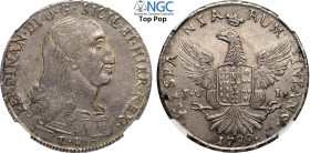 Palermo, Ferdinando III di Borbone (1759-1816), 12 Tarì 1799, Dav-1424 Gig-20 Ag 38,5 mm , alta conservazione per la tipologia, in Slab NGC MS62 Top P...