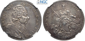 Roma, Benedetto XIV (1740-1758), Scudo 1753-XIV, Dav-1459 Ag 42 mm , in Slab NGC MS61