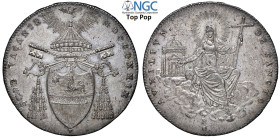 Roma, Sede Vacante (1829), Mezzo Scudo 1829, Rara Ag 35 mm , conservazione eccelsa per la tipologia, in Slab NGC MS64 Top Pop! (cert. 6031760046)